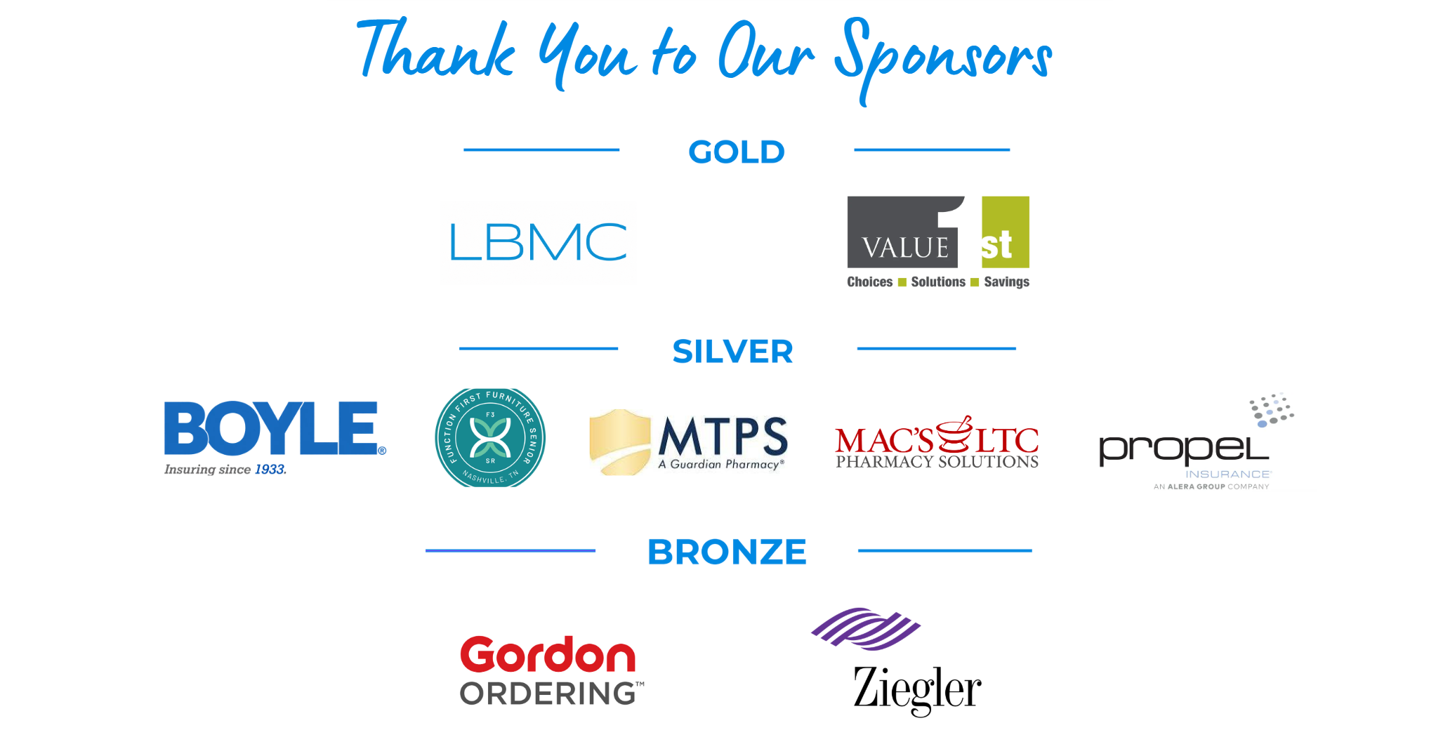 Thank You to Our Sponsors